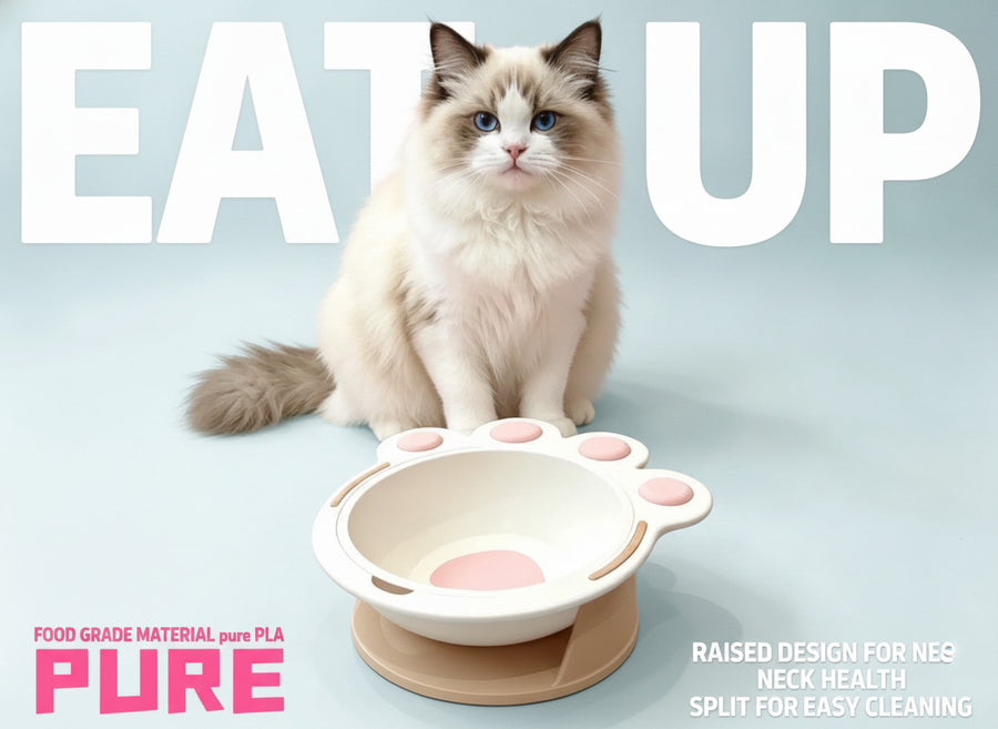 3D Printed Cat Paw Food Bowl – Cute Kitty Feeding Dish