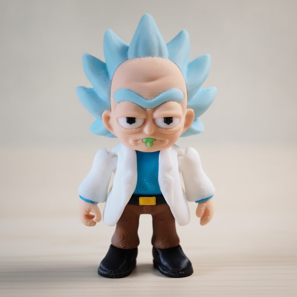 Rick Sanchez Flexi Keychain | 3D Printed Articulated Sci-Fi Charm | Fan Gift