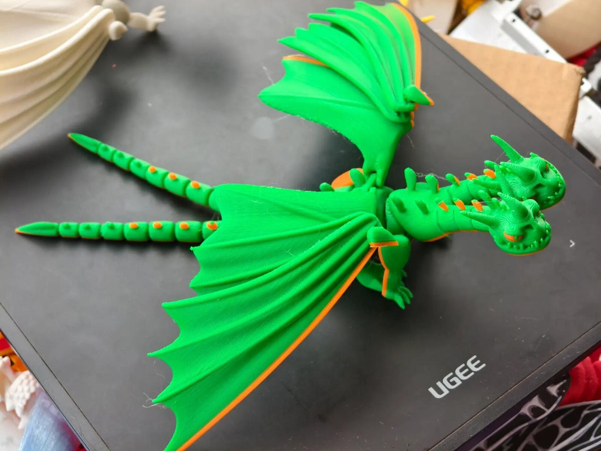 Two-Headed Dragon Figure | Fantasy Creature | 3D Printed Desk Display