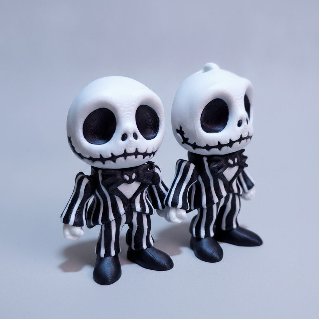 Jack Skellington Flexi Keychain | 3D Printed Articulated Charm | Gothic Gift