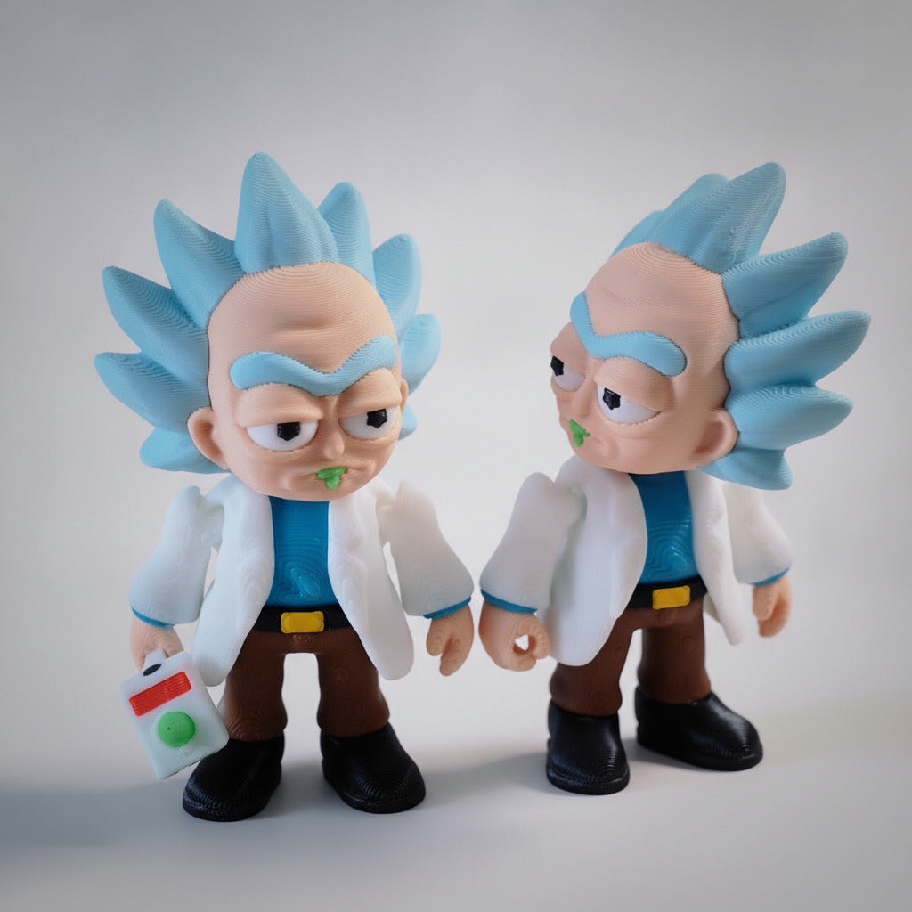 Rick Sanchez Flexi Keychain | 3D Printed Articulated Sci-Fi Charm | Fan Gift