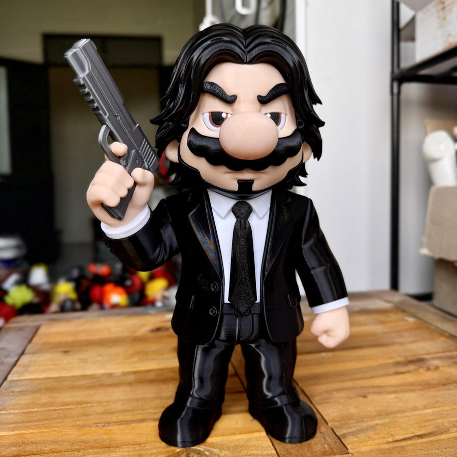 Mario Assassin Style Fan Art 3D Printed Figure – Hitman Suit Collectible Model
