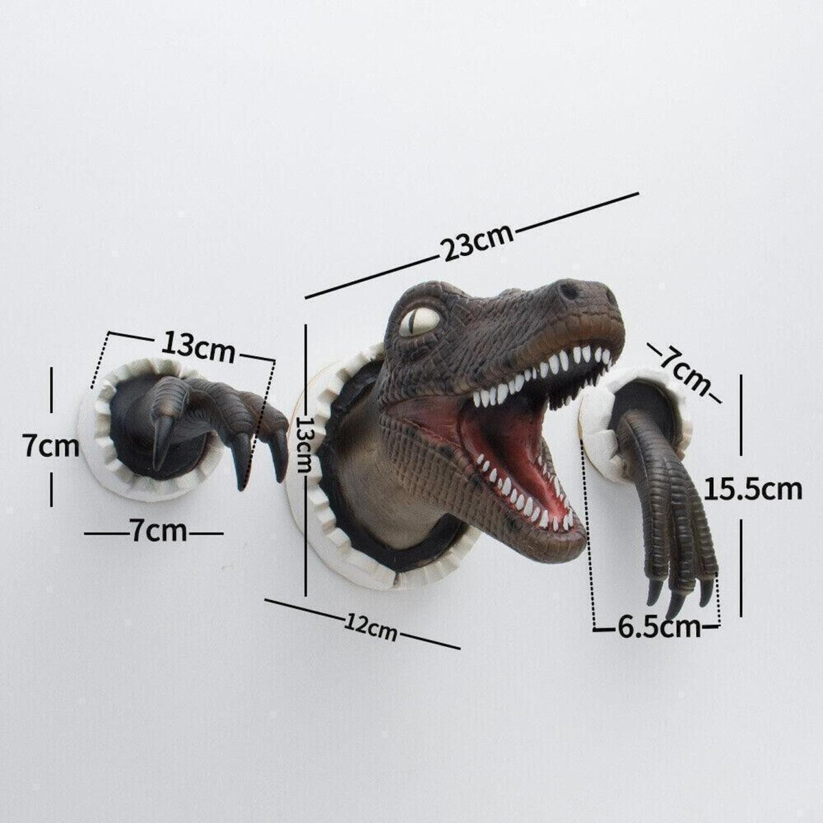Wall Mounted Dinosaur Sculpture 3d Bust Hanging Prop Replica Art Home Decoration