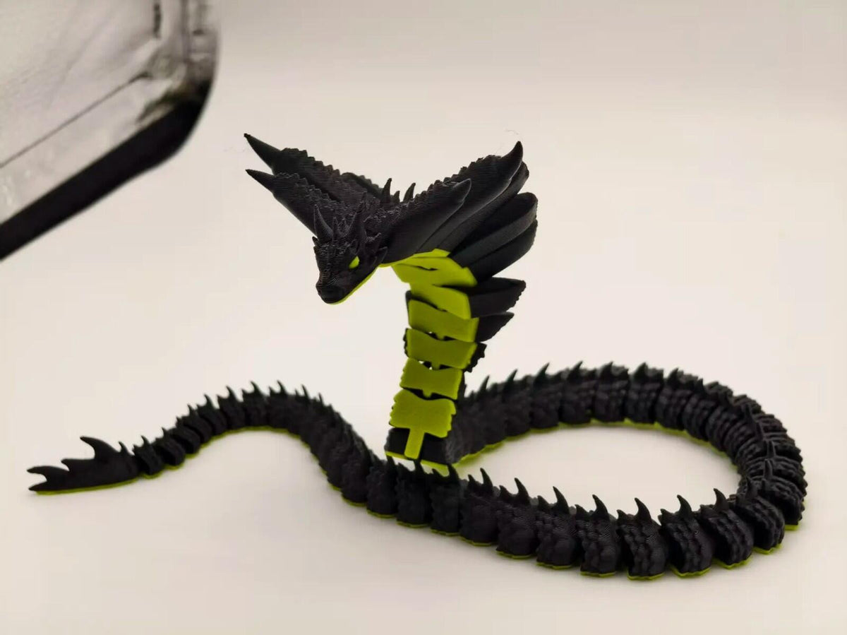 Dark Serpent Figure | Fantasy Snake Creature | 3D Printed Desk Display