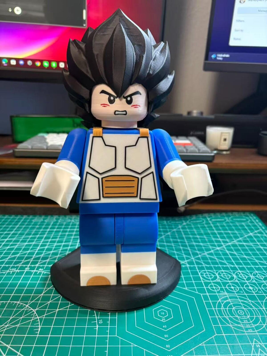 Vegeta Dragon Ball Z Inspired 3D Printed Figure – 11” Anime Brick Style C