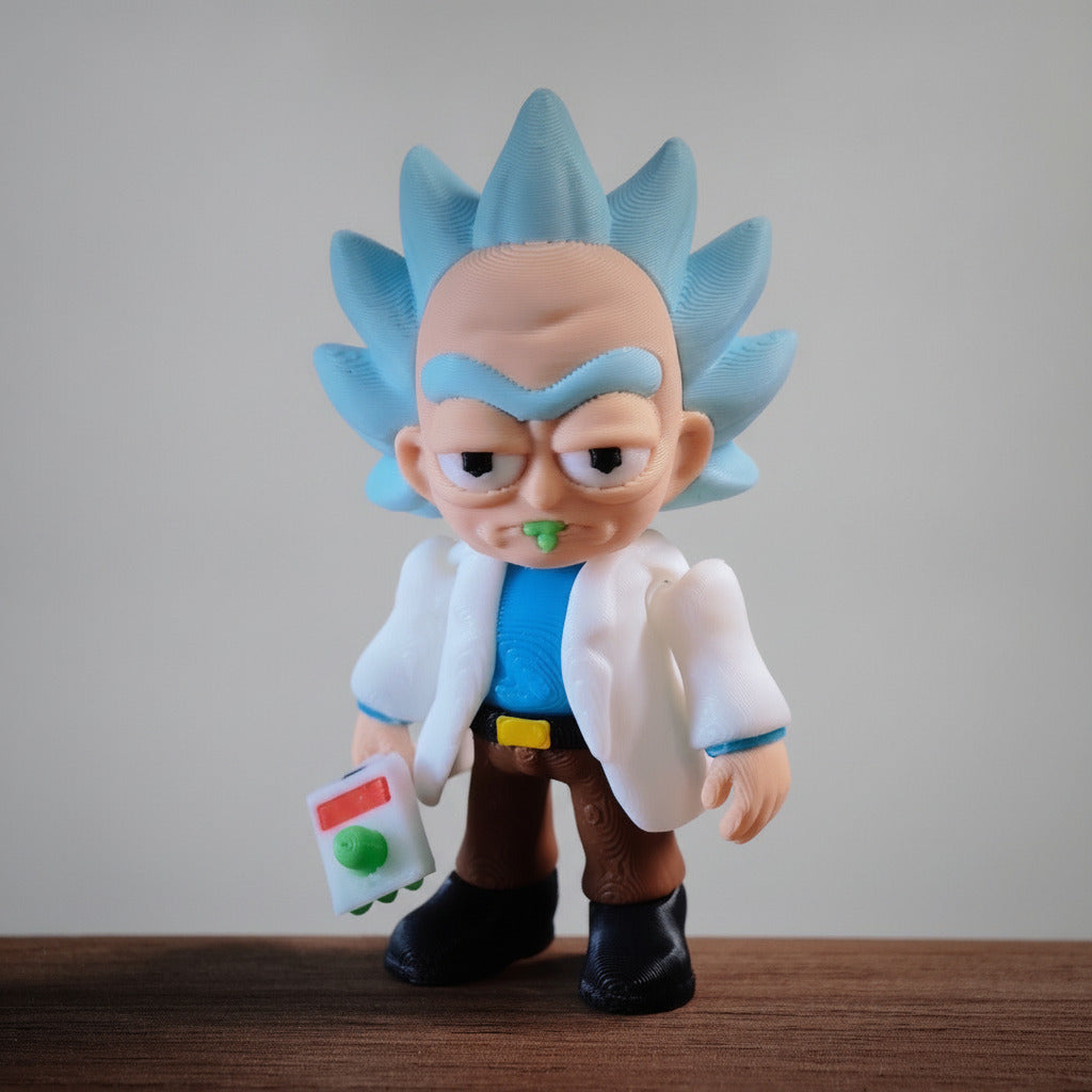 Rick Sanchez Flexi Keychain | 3D Printed Articulated Sci-Fi Charm | Fan Gift