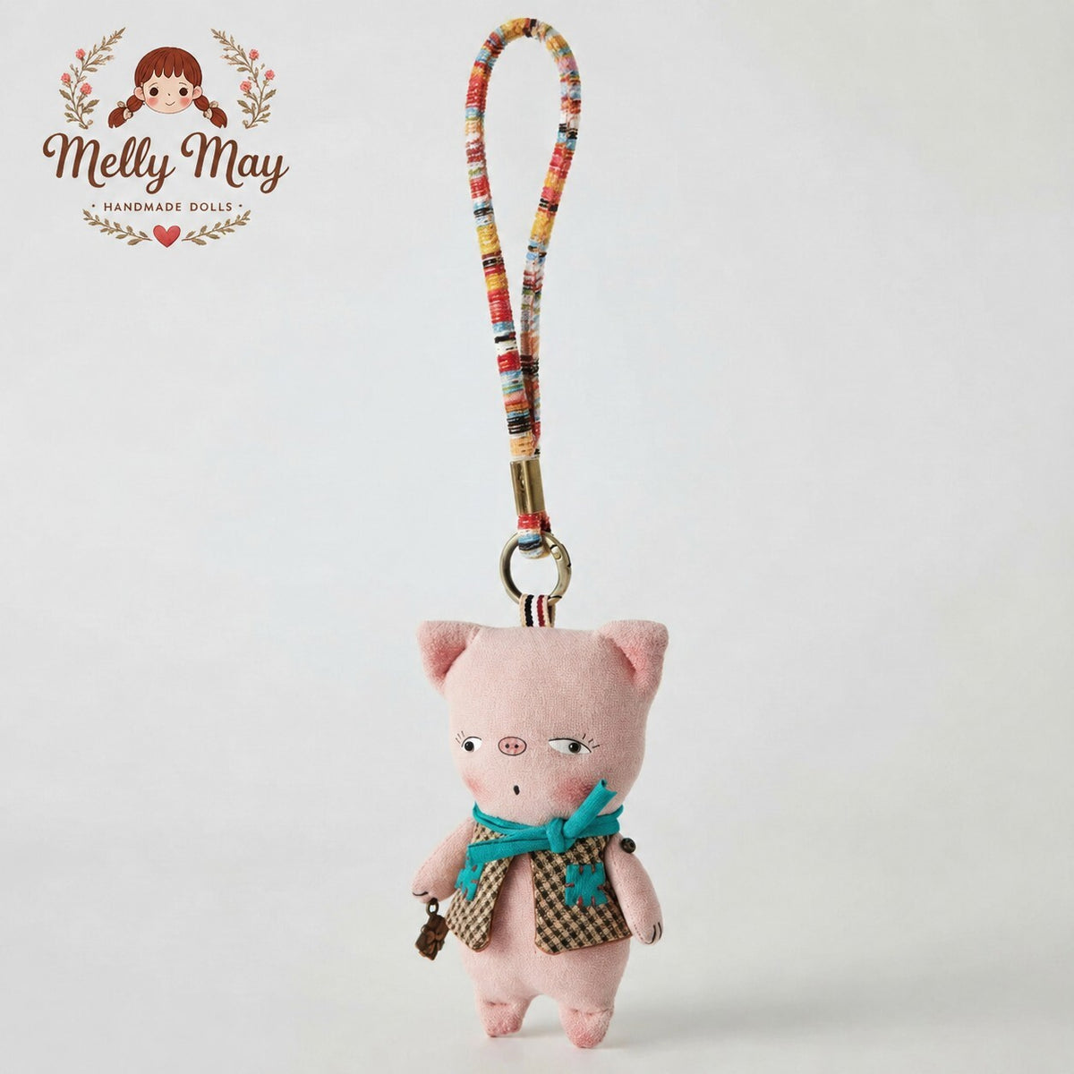 Moody Pig Handmade Hanging Doll