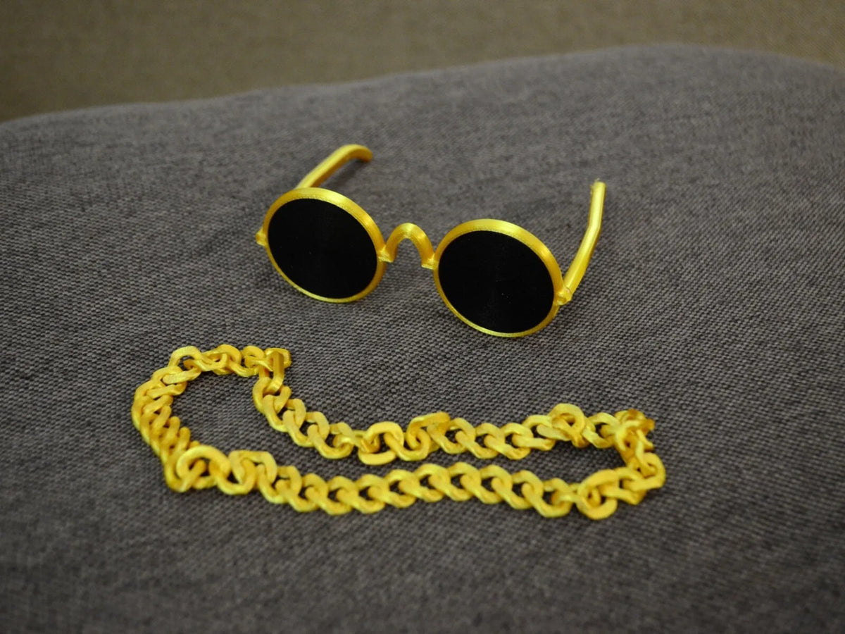 Funny Cat Gold Chain & Sunglasses Set Pet Costume Accessories Hip Hop Photo Prop