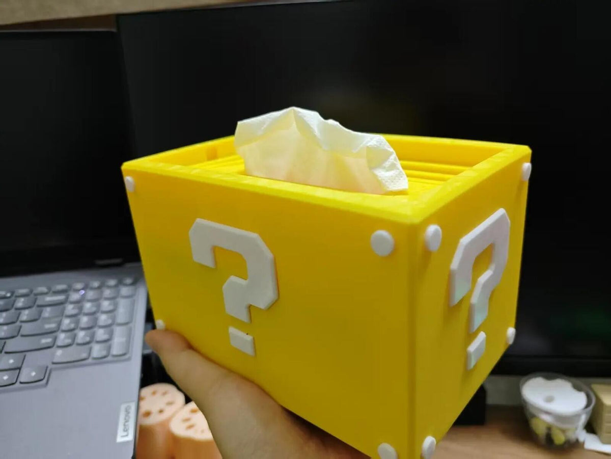 D Printed Question Block Style Tissue Box – Video Game Inspired Sunken Design