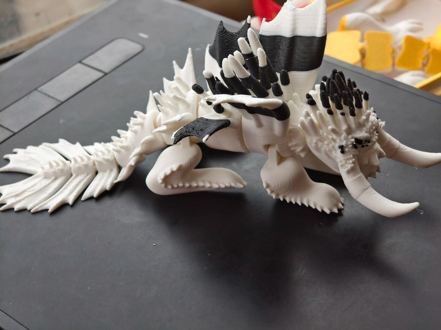 White Dragon Figure | Majestic Fantasy Dragon | 3D Printed Display Model
