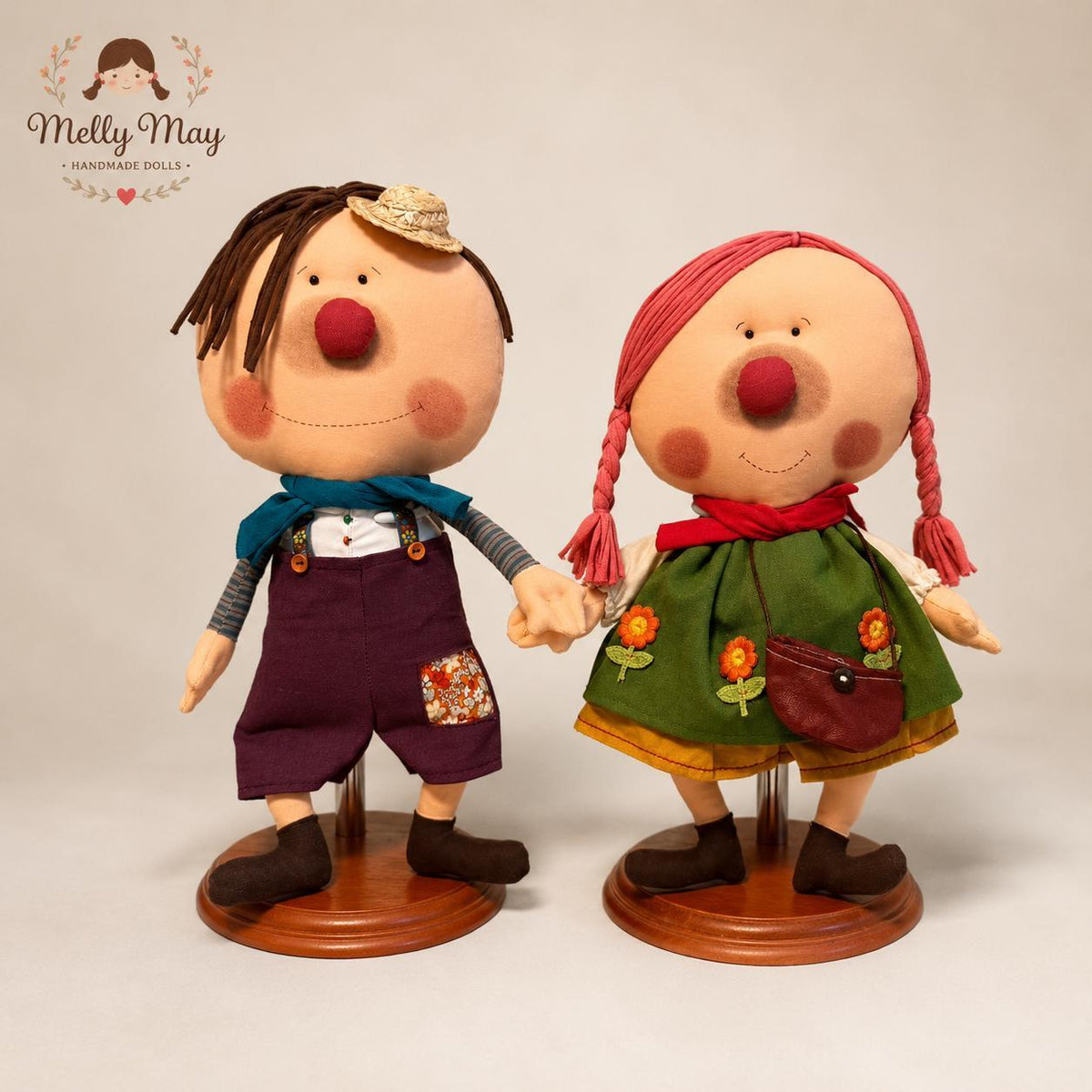 Gulu Couple Handmade Cloth Dolls, 15 Inch Fabric Art Dolls