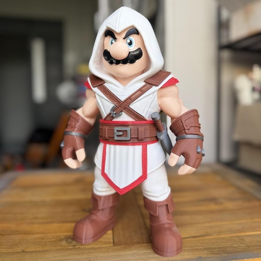 🎮🗡️ Mario X Assassin – Chibi Crossover Fan Art Figure