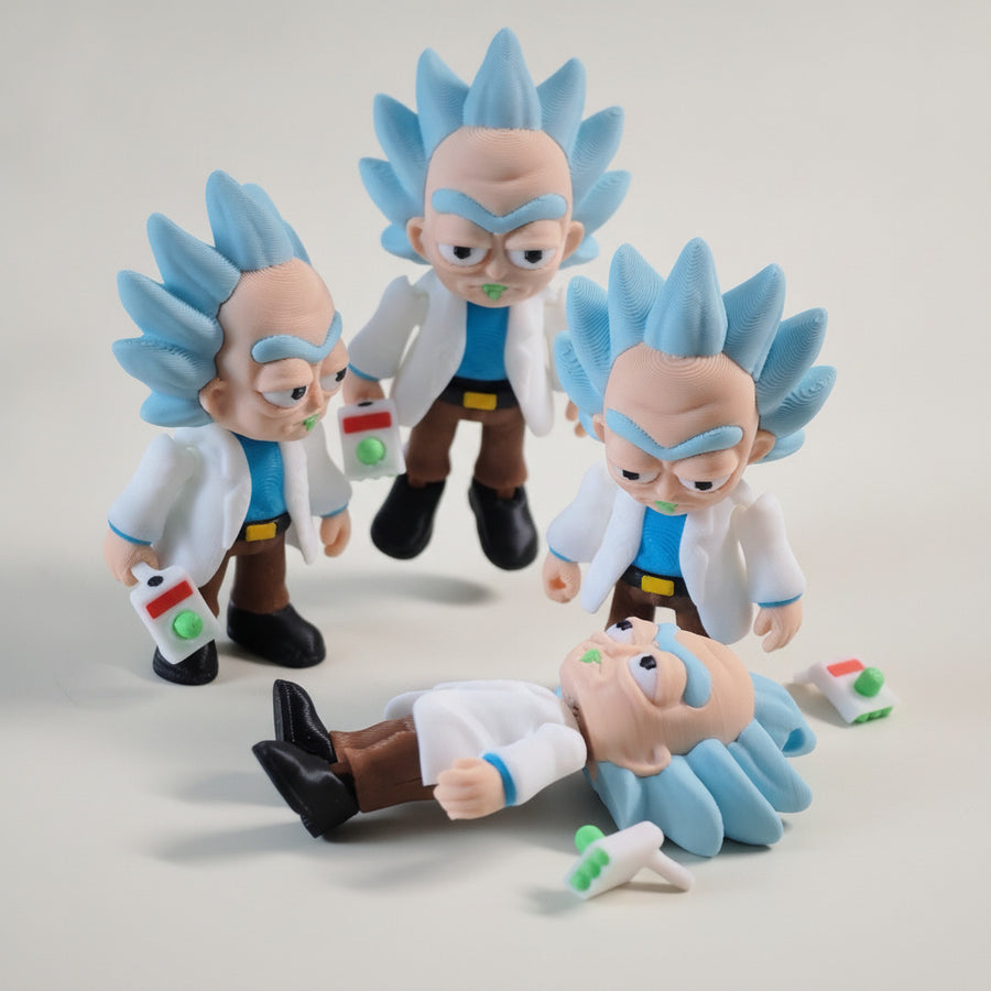 Rick Sanchez Flexi Keychain | 3D Printed Articulated Sci-Fi Charm | Fan Gift