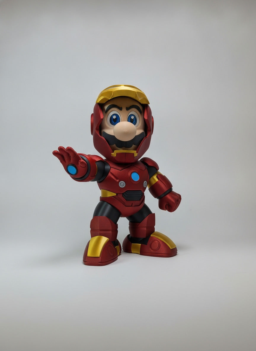 Mario Inspired Armored Hero 3D Printed Statue 14.25" Video Game Collectible Gift