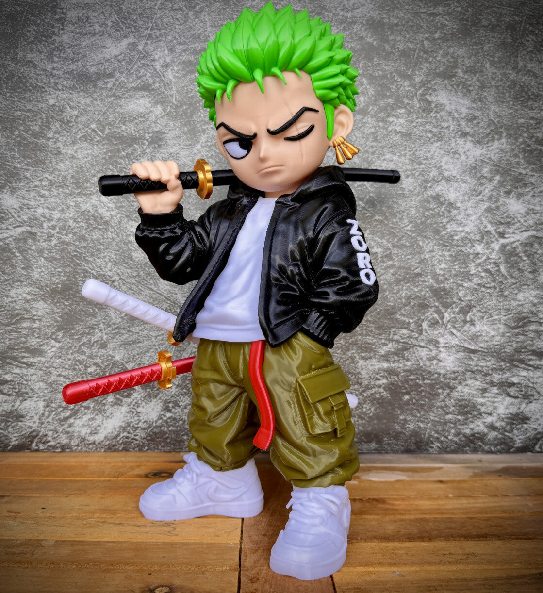 11" Three Sword Warrior 3D Printed Figure Anime Inspired Collectible Statue Gift