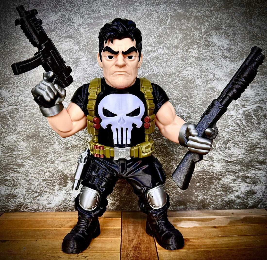 11" Tactical Skull Vigilante 3D Printed Figure Comic Inspired Collectible Statue