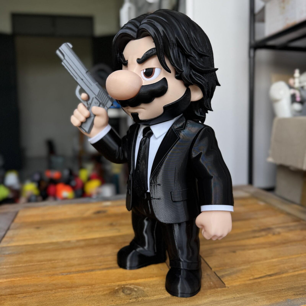 Mario Assassin Style Fan Art 3D Printed Figure – Hitman Suit Collectible Model