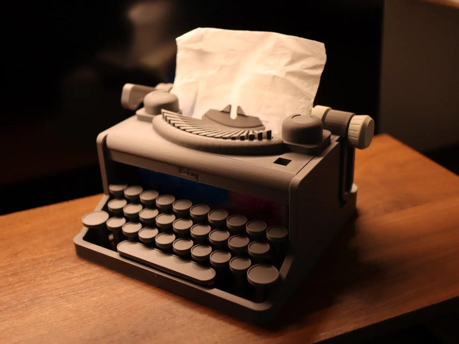 3D Printed Typewriter Style Tissue Box – Retro Office Inspired Auto-Press