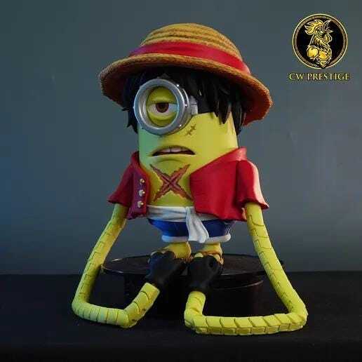Luffy & Zoro Minion Mashup 30cm Collectible Anime Sculpture Figure – One Piece C